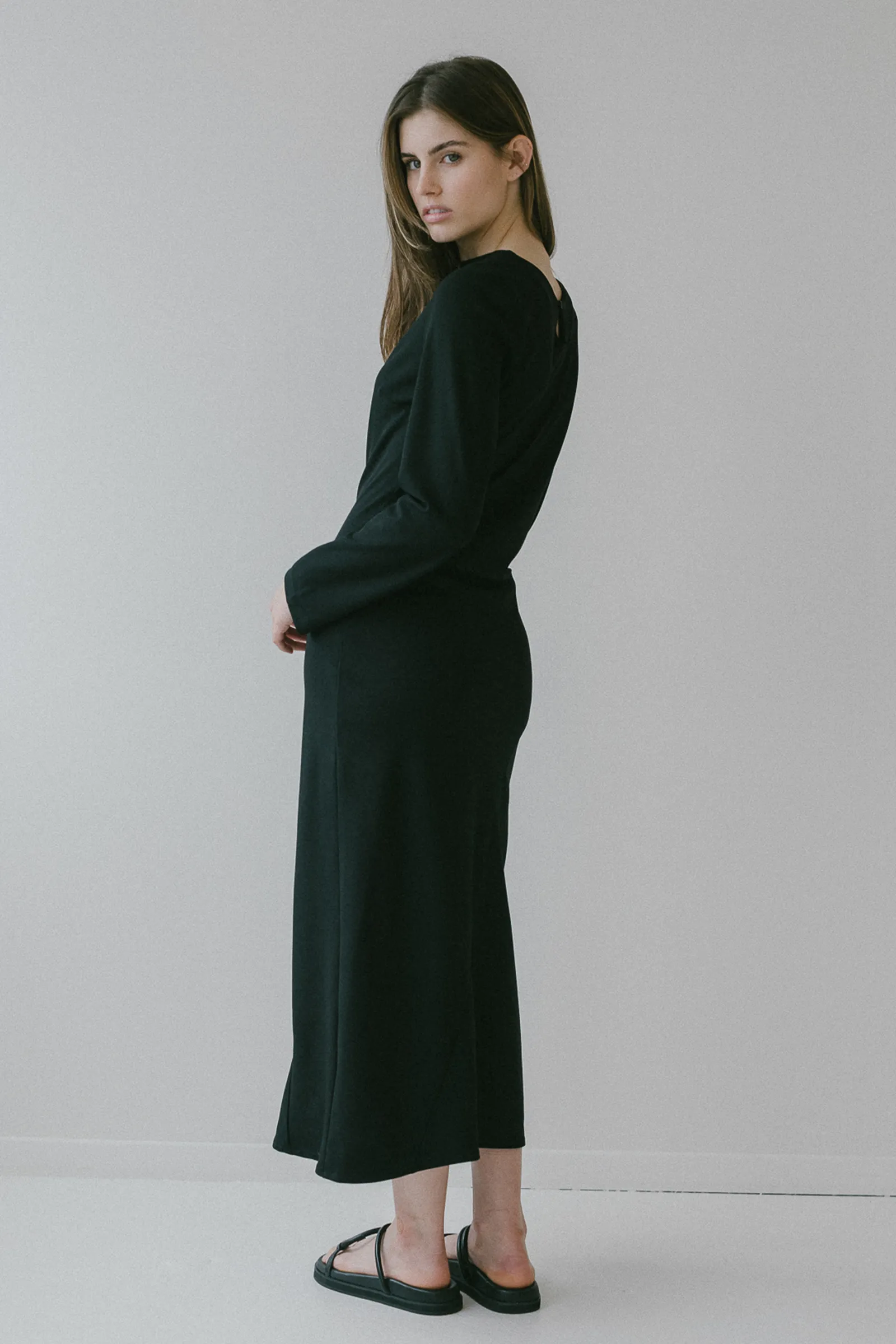 Kirby Long Sleeve Dress in Black