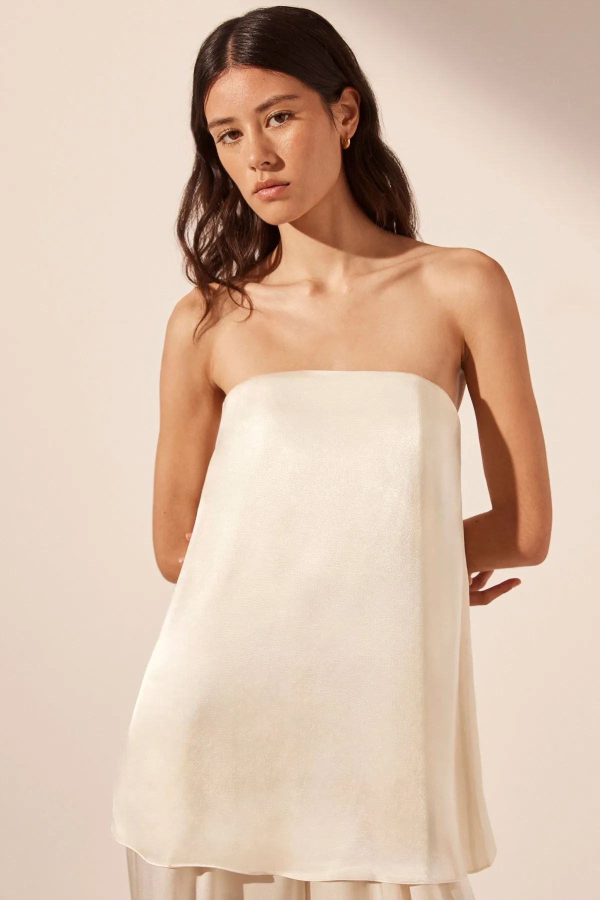 LA LUNE STRAPLESS COLUMN TOP - CREAM