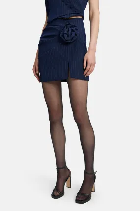 Layton Pin Stripe Mini Skirt - Navy Stripe