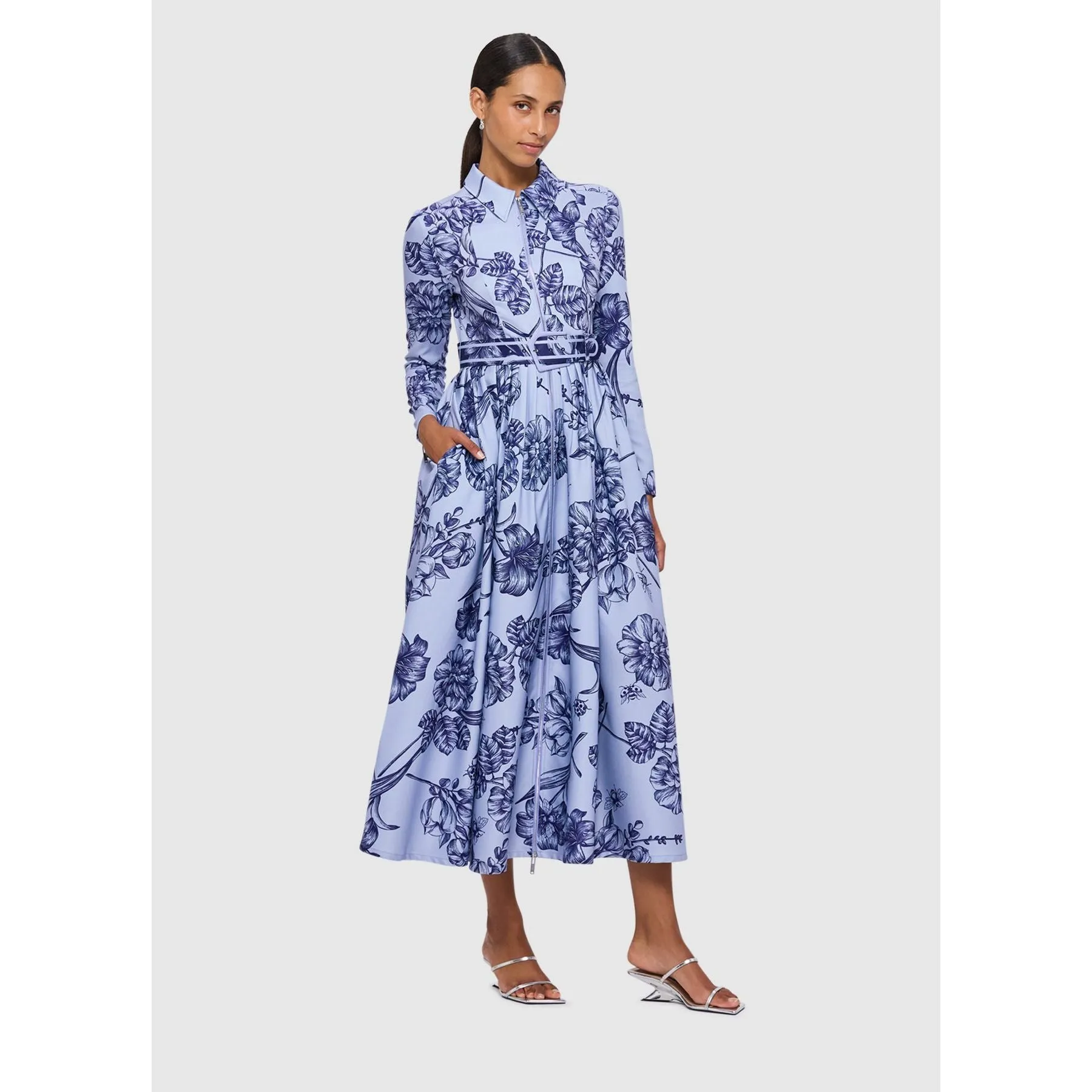 Leo Lin Renee Midi Dress - Harmony Print in Hyacinth