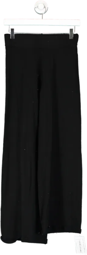 MANGO Black Fleece Wide Leg Pull On Trousers UK S