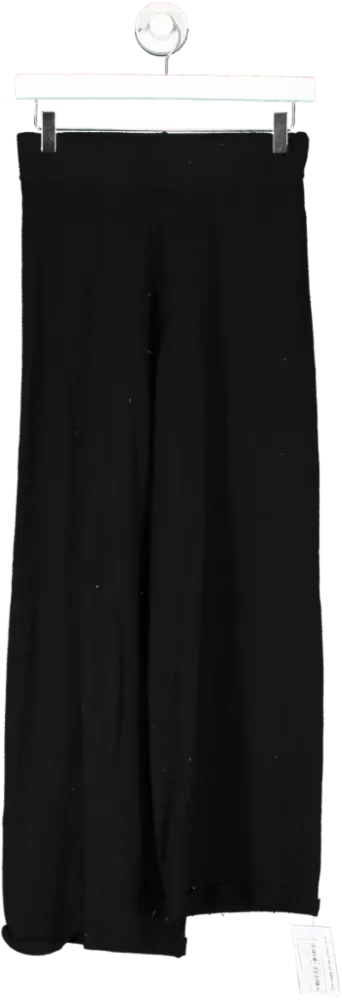 MANGO Black Fleece Wide Leg Pull On Trousers UK S