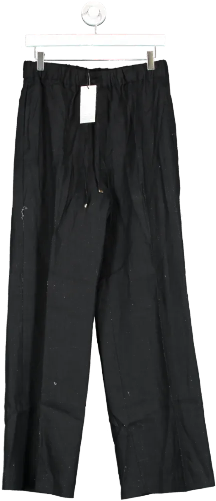 MANGO Black Linen Blend Elastic Waist Trousers BNWT UK M