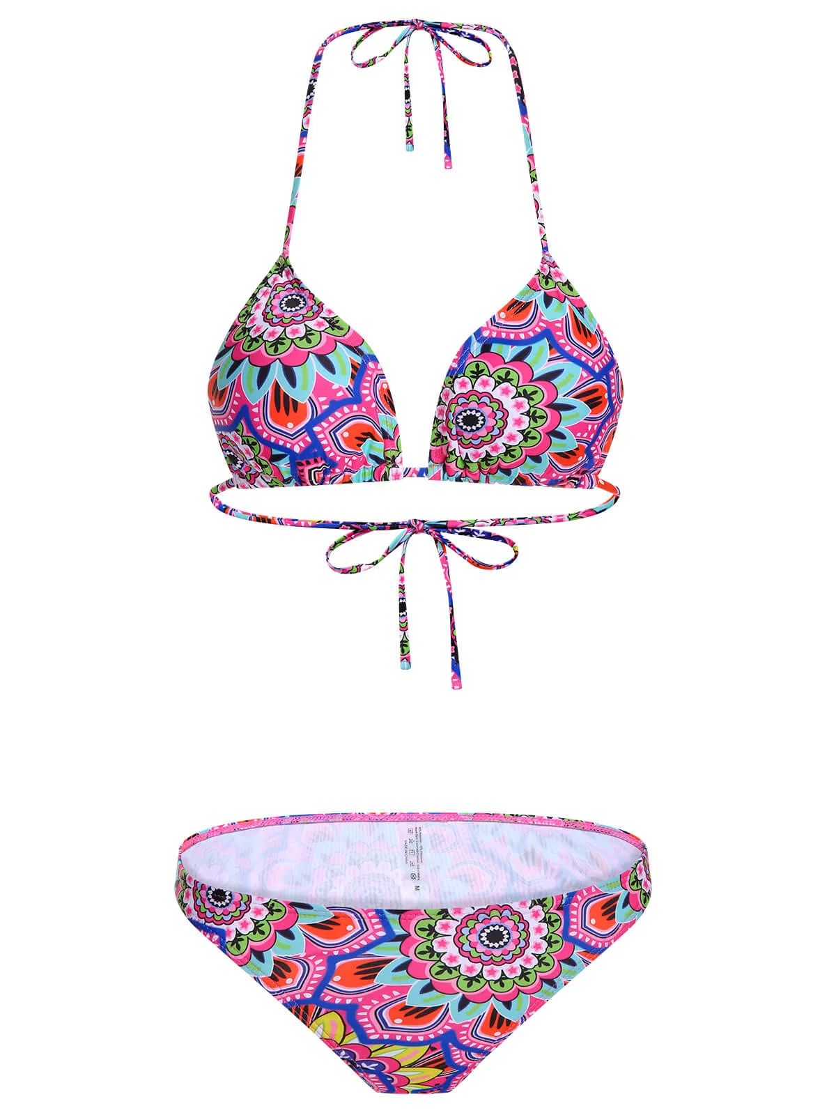 Multicolor 1930s Mandala Bikini Set & Cover-Up