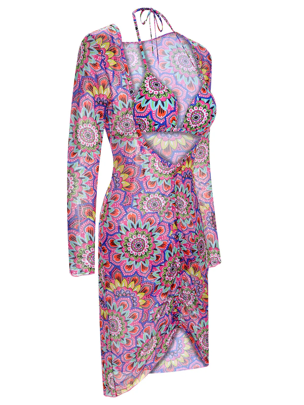 Multicolor 1930s Mandala Bikini Set & Cover-Up