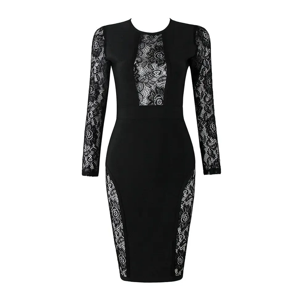 New Bandage Vestido  Lace Midi Dress