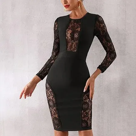 New Bandage Vestido  Lace Midi Dress