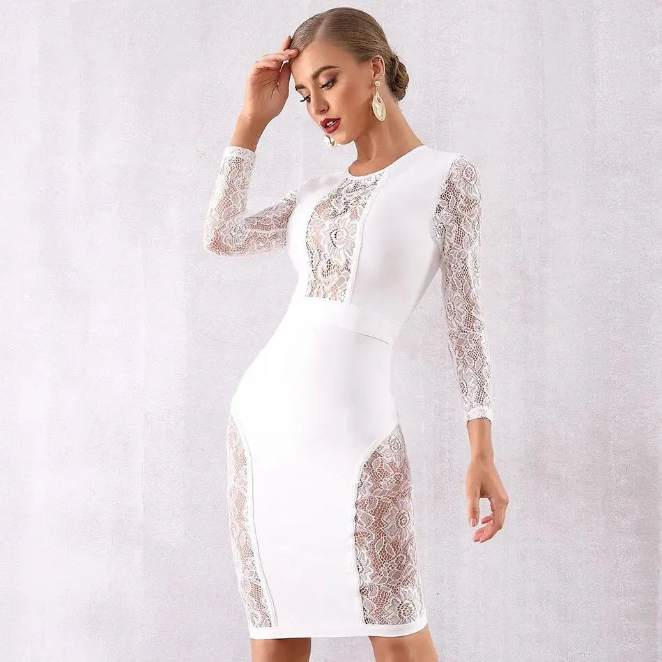 New Bandage Vestido  Lace Midi Dress