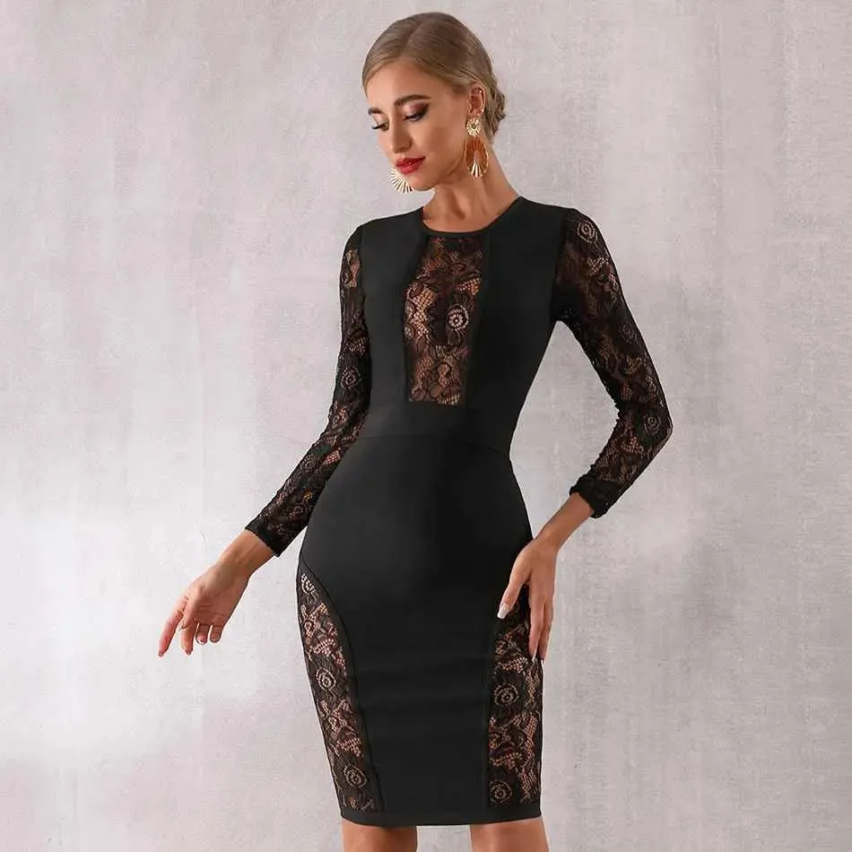 New Bandage Vestido  Lace Midi Dress