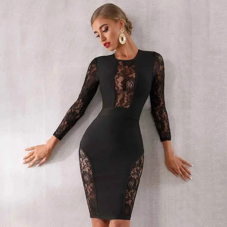 New Bandage Vestido  Lace Midi Dress