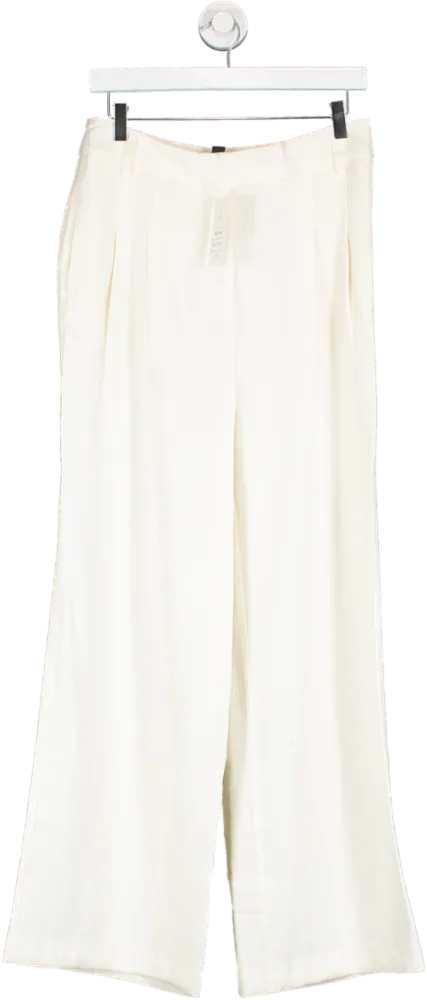 New Look Cream Viscose Twill Wide Leg Trousers UK 8