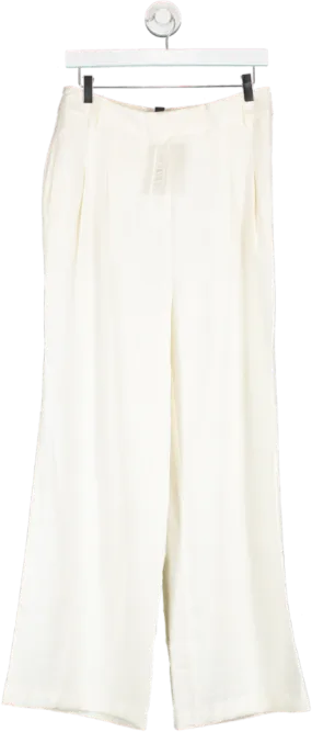 New Look Cream Viscose Twill Wide Leg Trousers UK 8