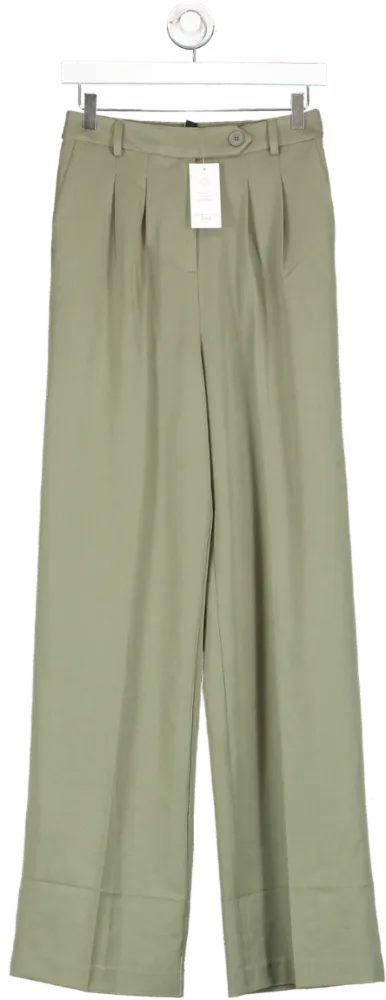 New Look Green Tall Khaki Wide Leg Trousers UK 8