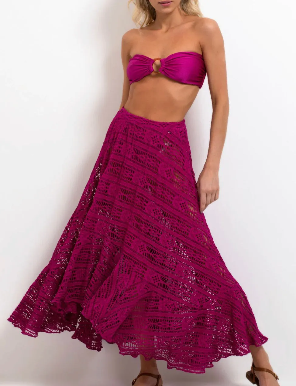 Patbo - Crochet Beach Skirt - Magenta