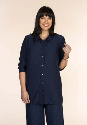 Pleated Blouse - Navy