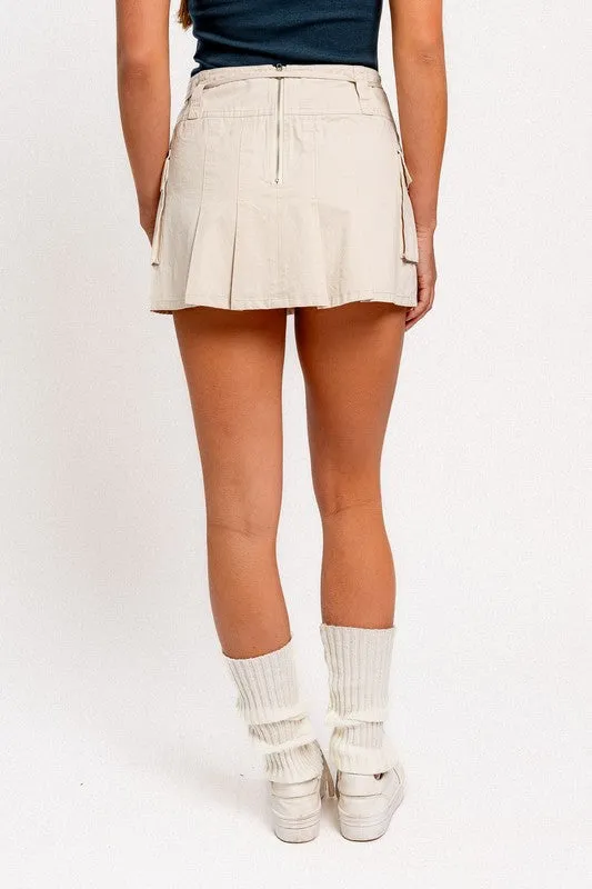 Pleated Cargo Skirt