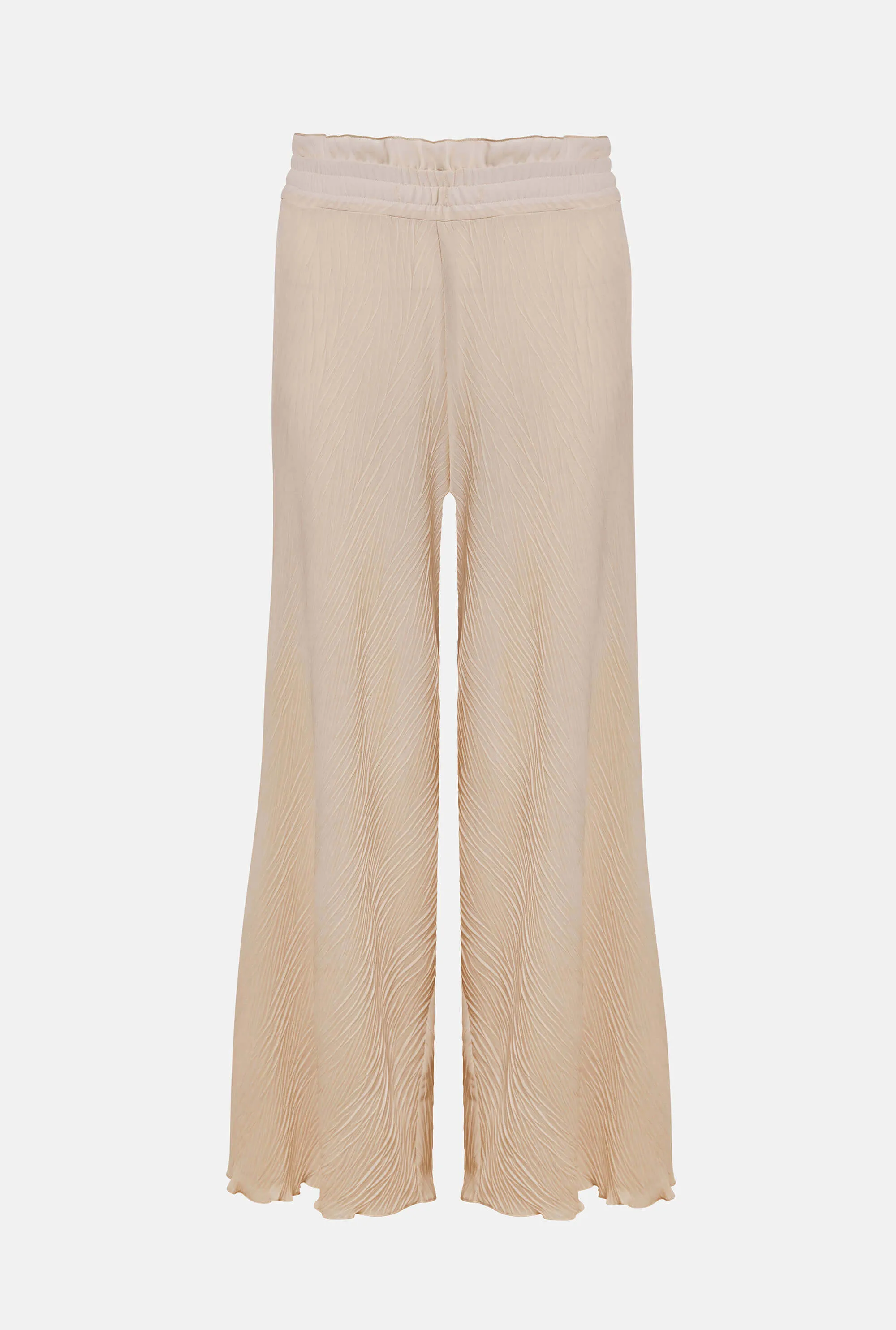 Pleated Cropped Trousers Beige