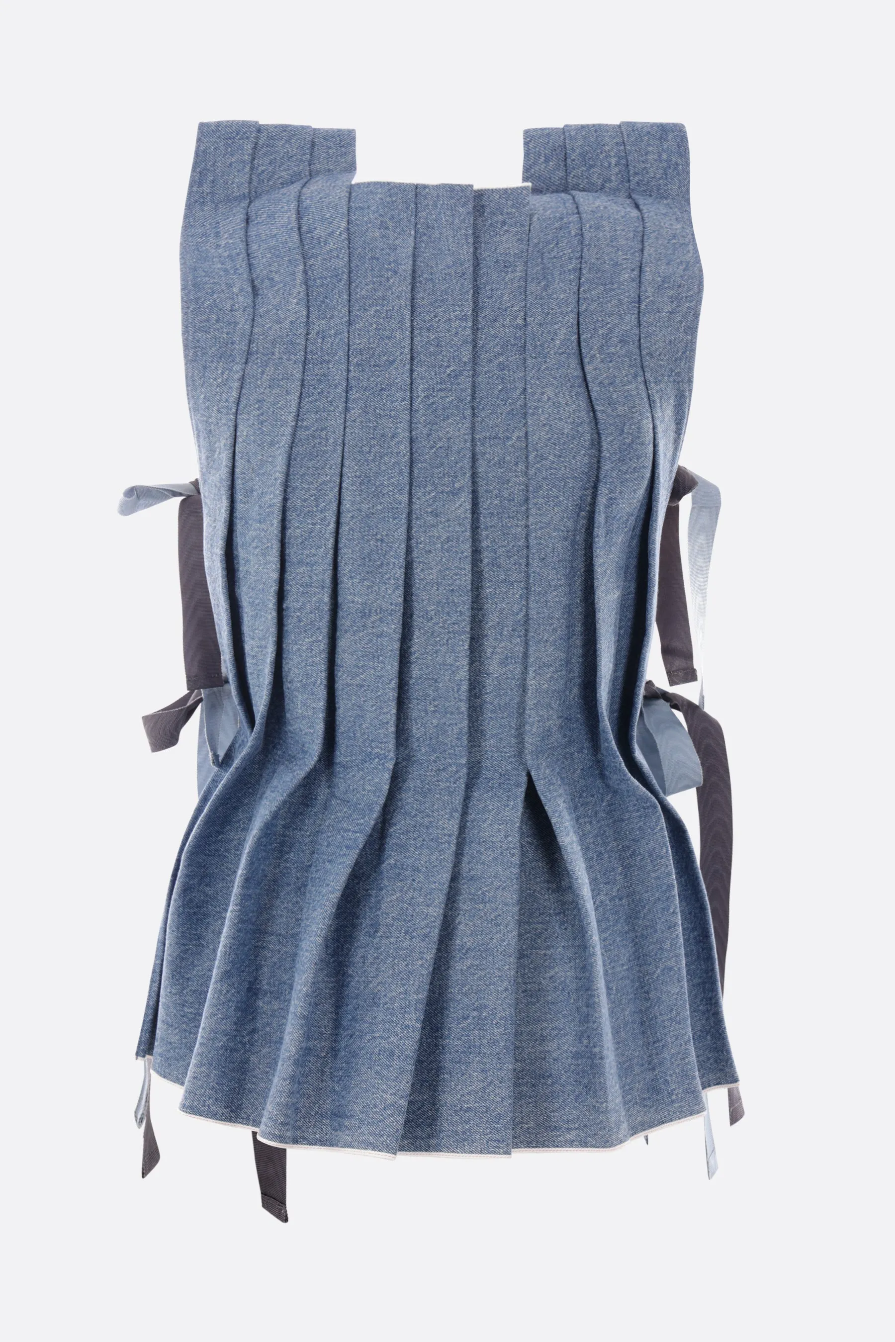 pleated denim sleeveless top