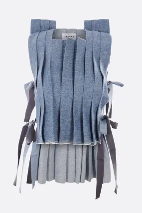 pleated denim sleeveless top