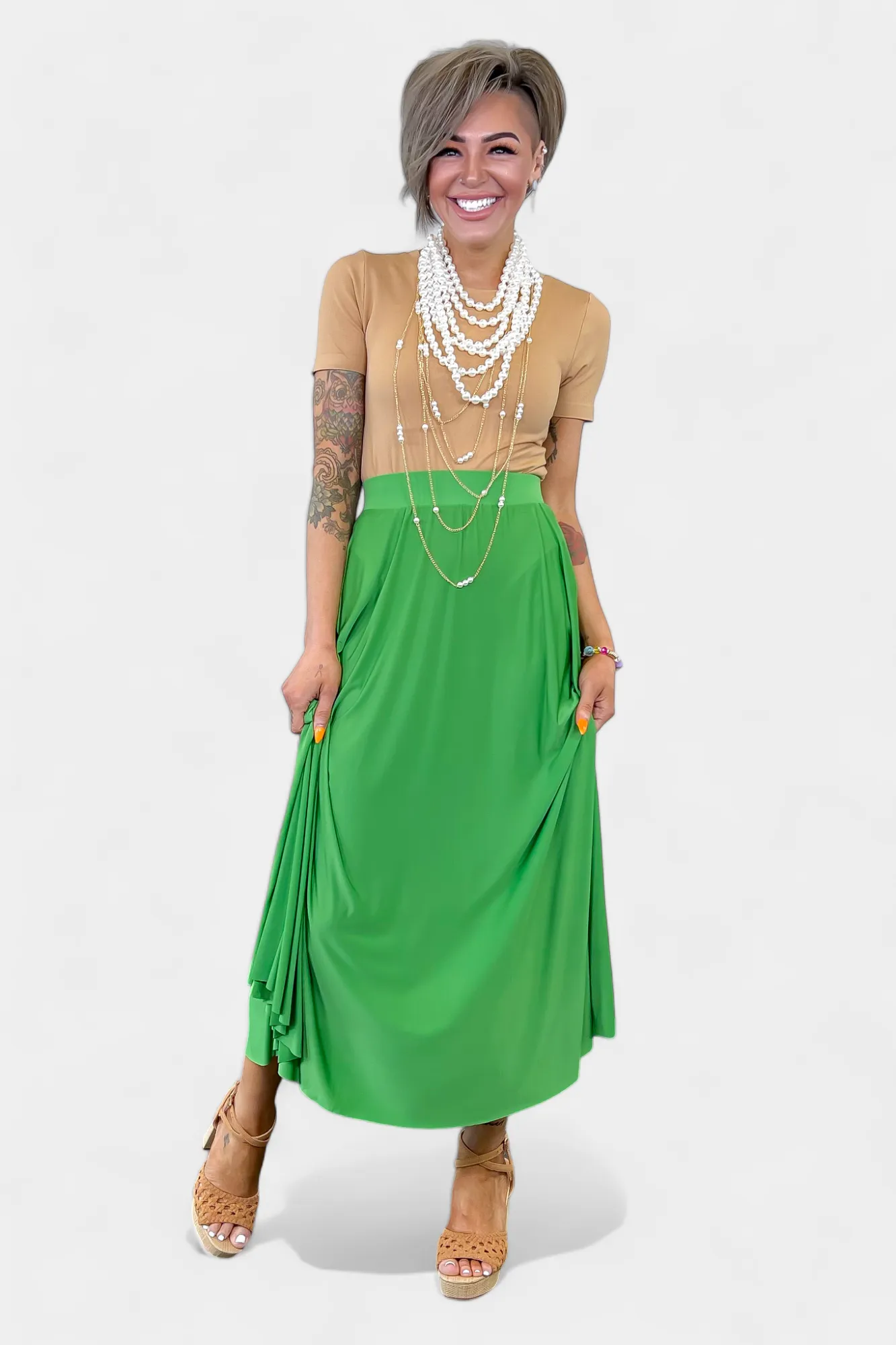 Pleated Maxi Skirt