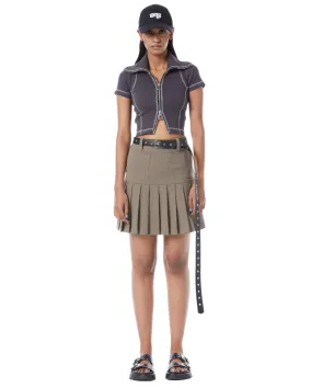 Pleated Mini Skirt Olive