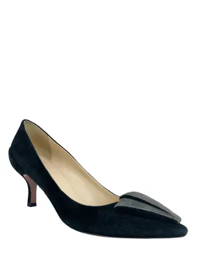 Prada Suede Pleated Applique Pumps Size 10.5