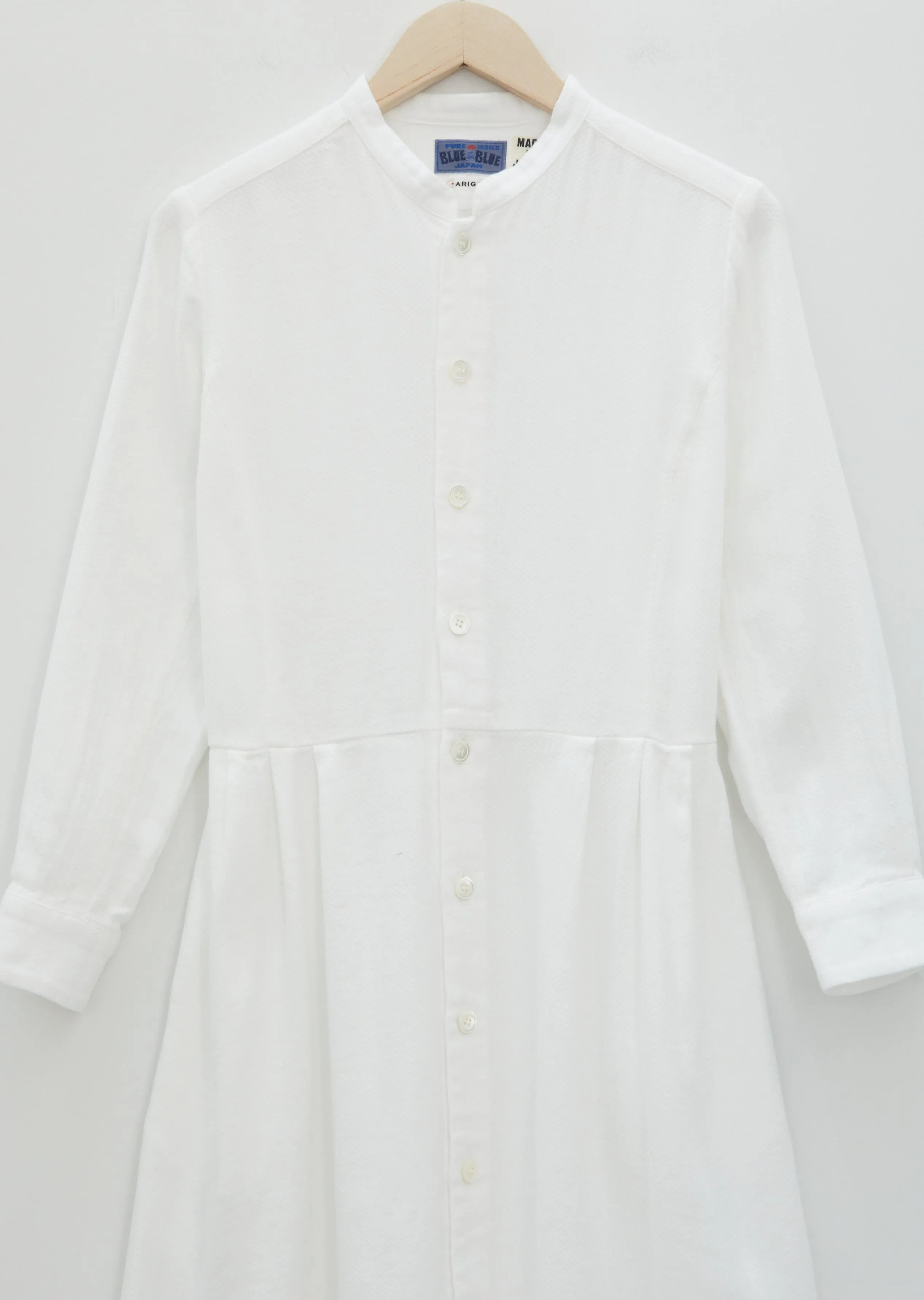 "Yabane" Dobby Stand-Collar Dress