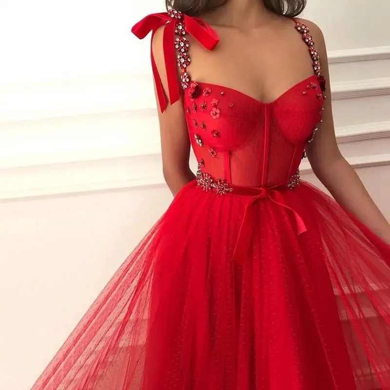 Red Crystal Bow  Evening Gowns