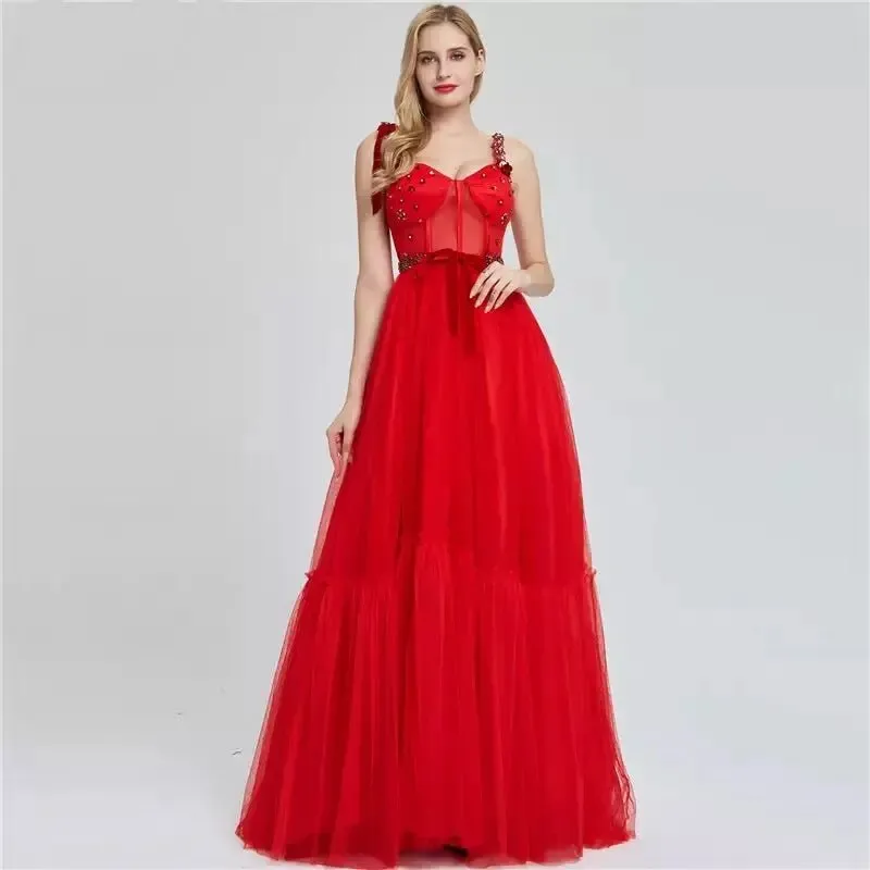 Red Crystal Bow  Evening Gowns