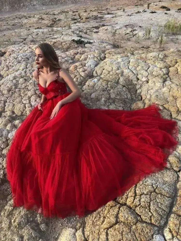 Red Crystal Bow  Evening Gowns