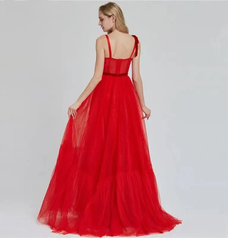 Red Crystal Bow  Evening Gowns