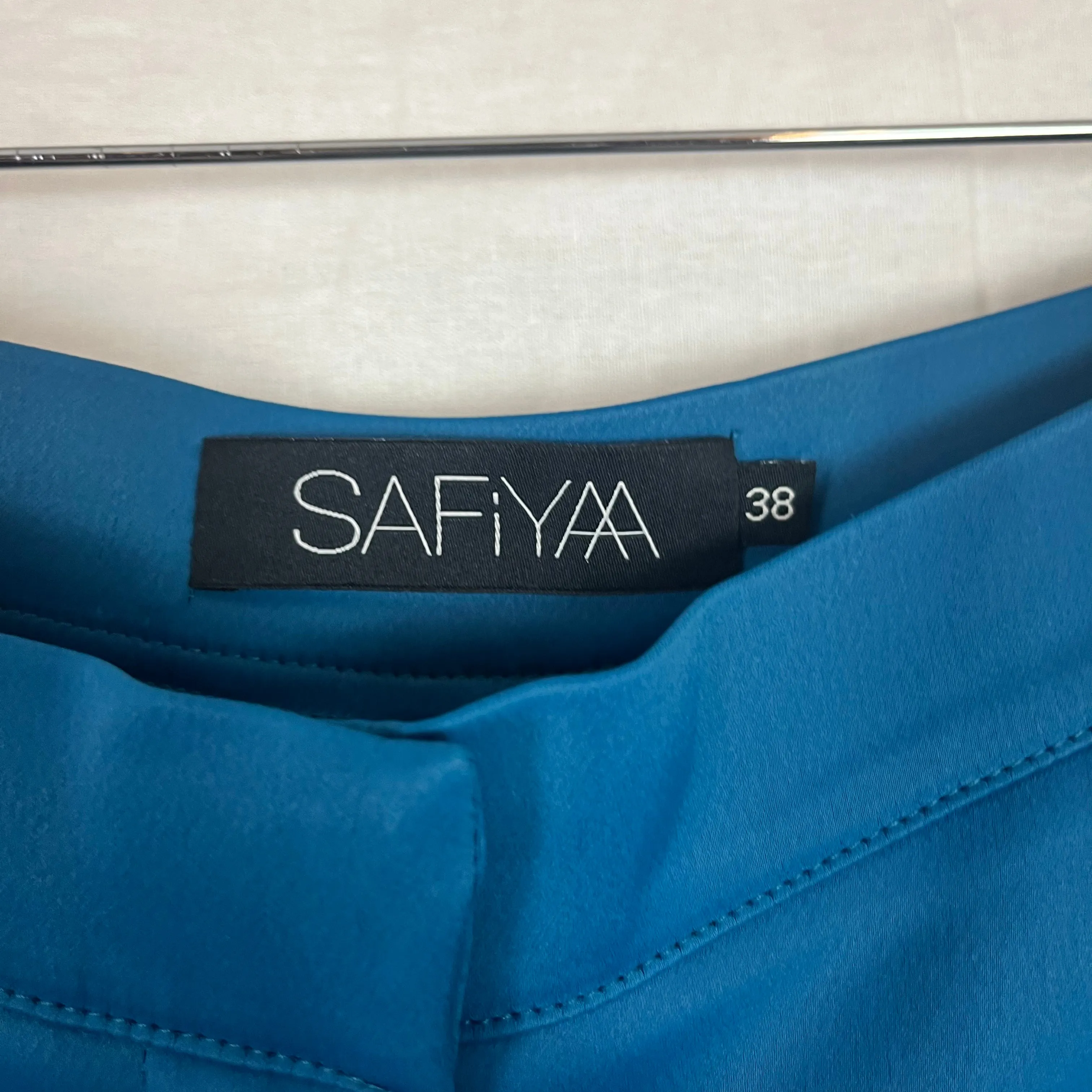 Safiyaa 595 Blue Satin Straight Leg Trousers S