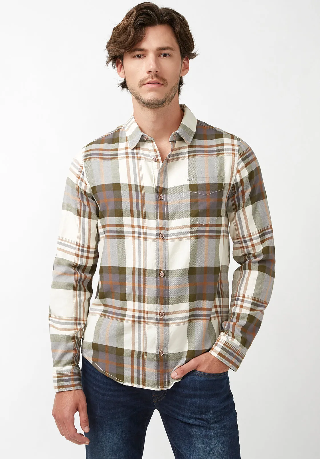 Sander Men's Long-Sleeve Shirt in Fern Plaid - BM24217