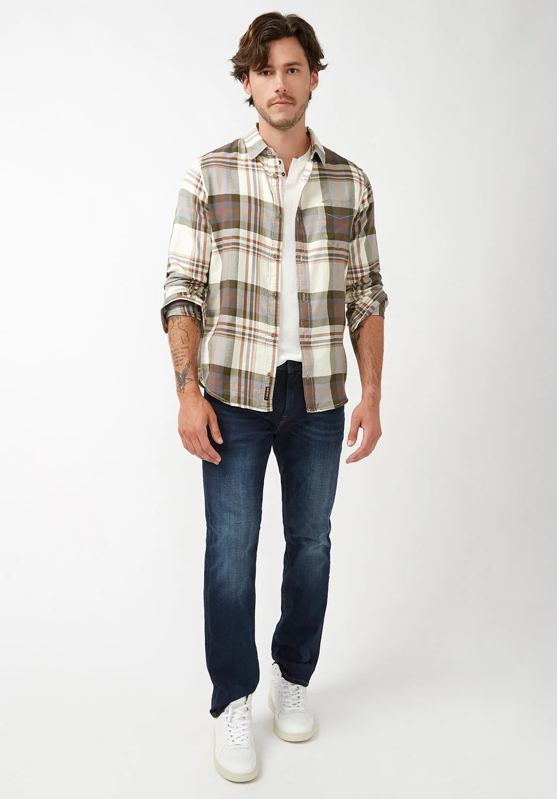 Sander Men's Long-Sleeve Shirt in Fern Plaid - BM24217