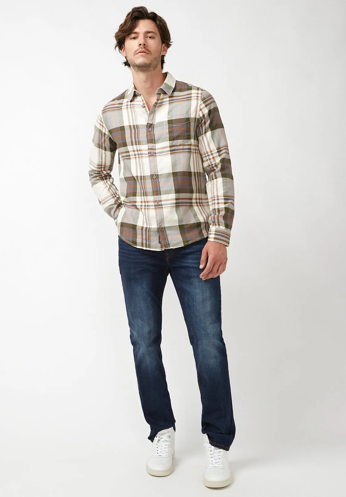 Sander Men's Long-Sleeve Shirt in Fern Plaid - BM24217