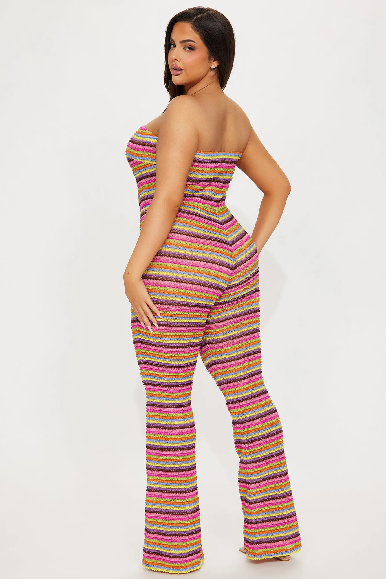 Side By Side Crochet Jumpsuit - Pink/combo