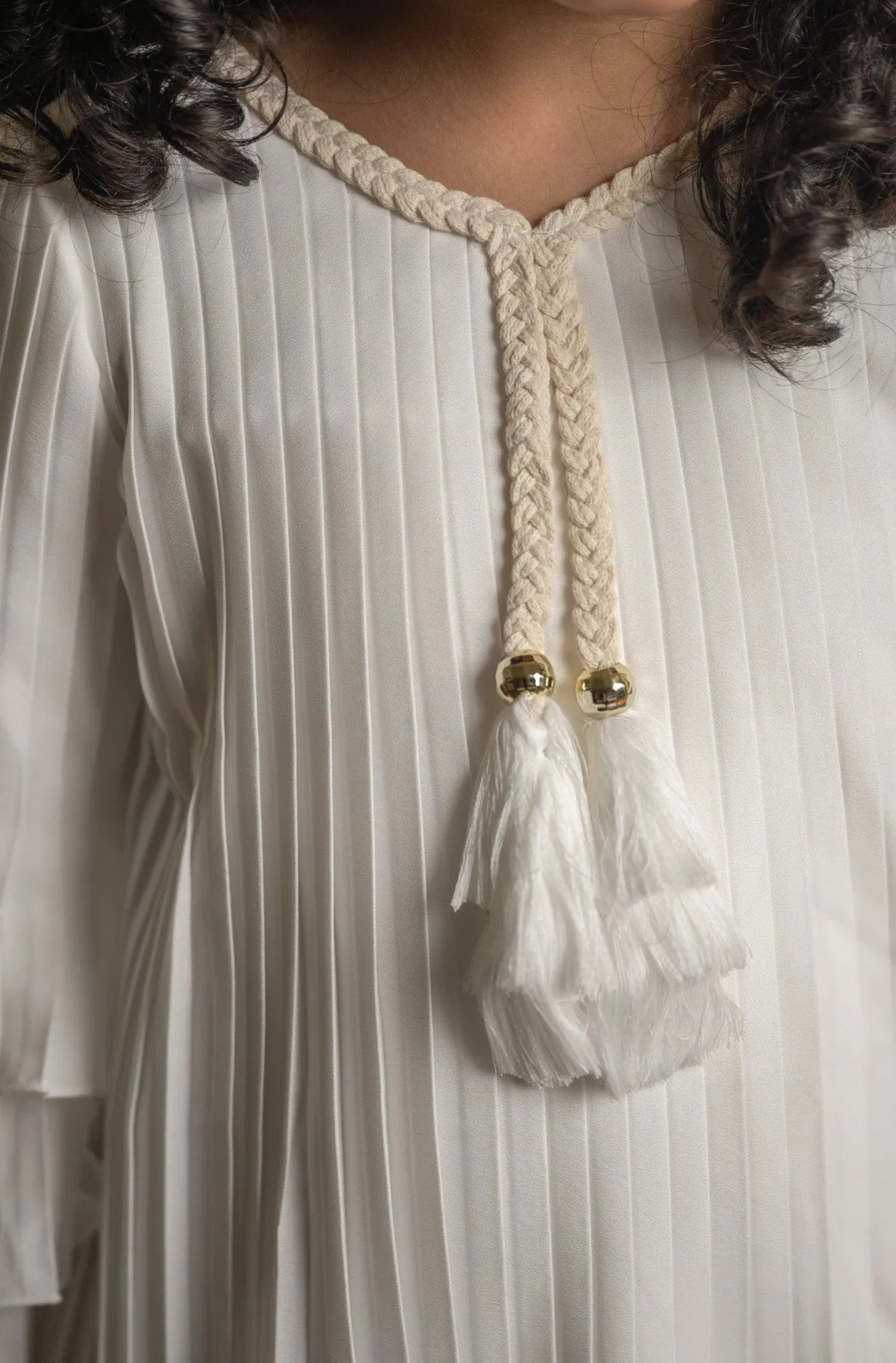 Sienna White Pleated Dress