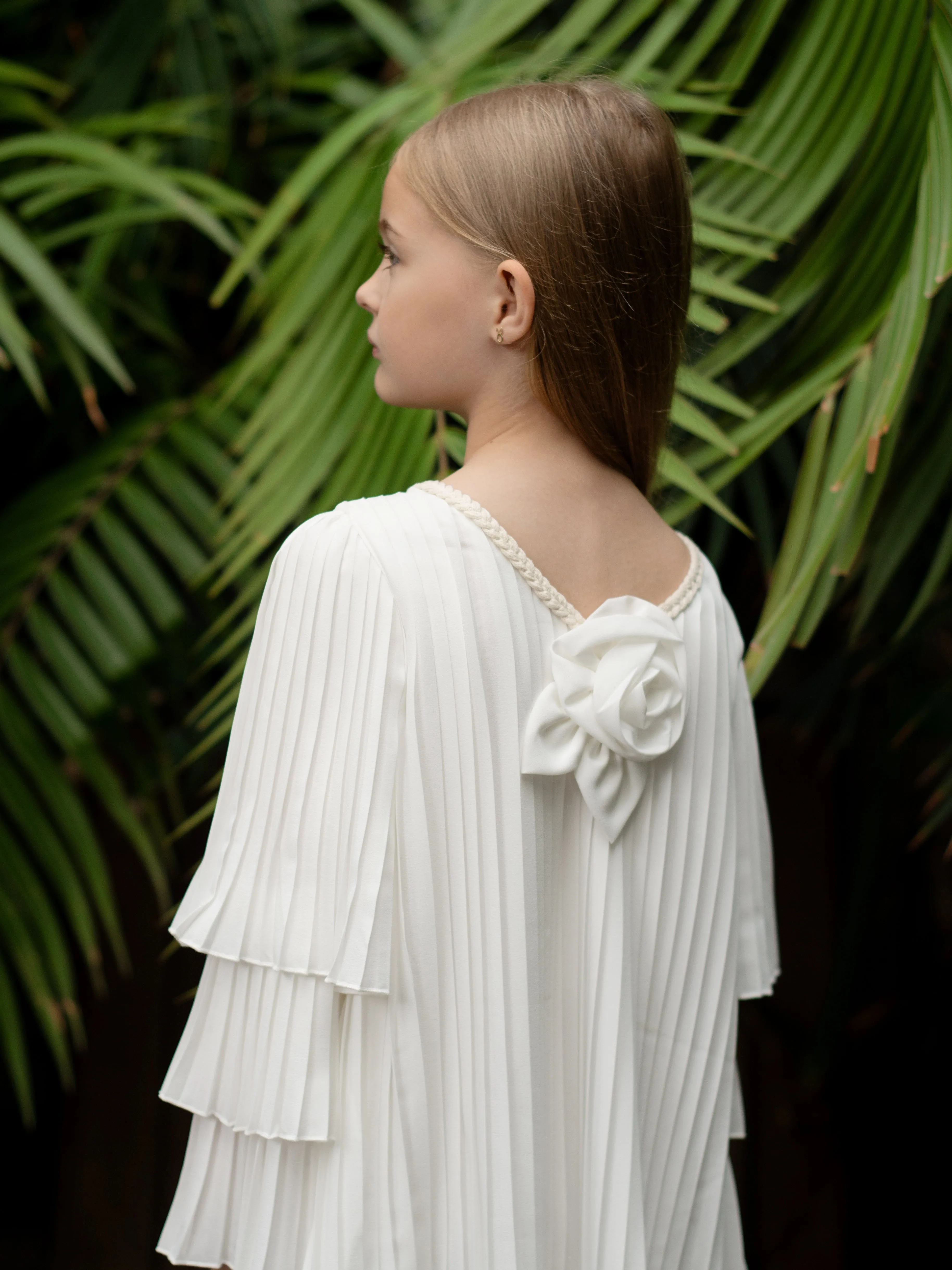 Sienna White Pleated Dress