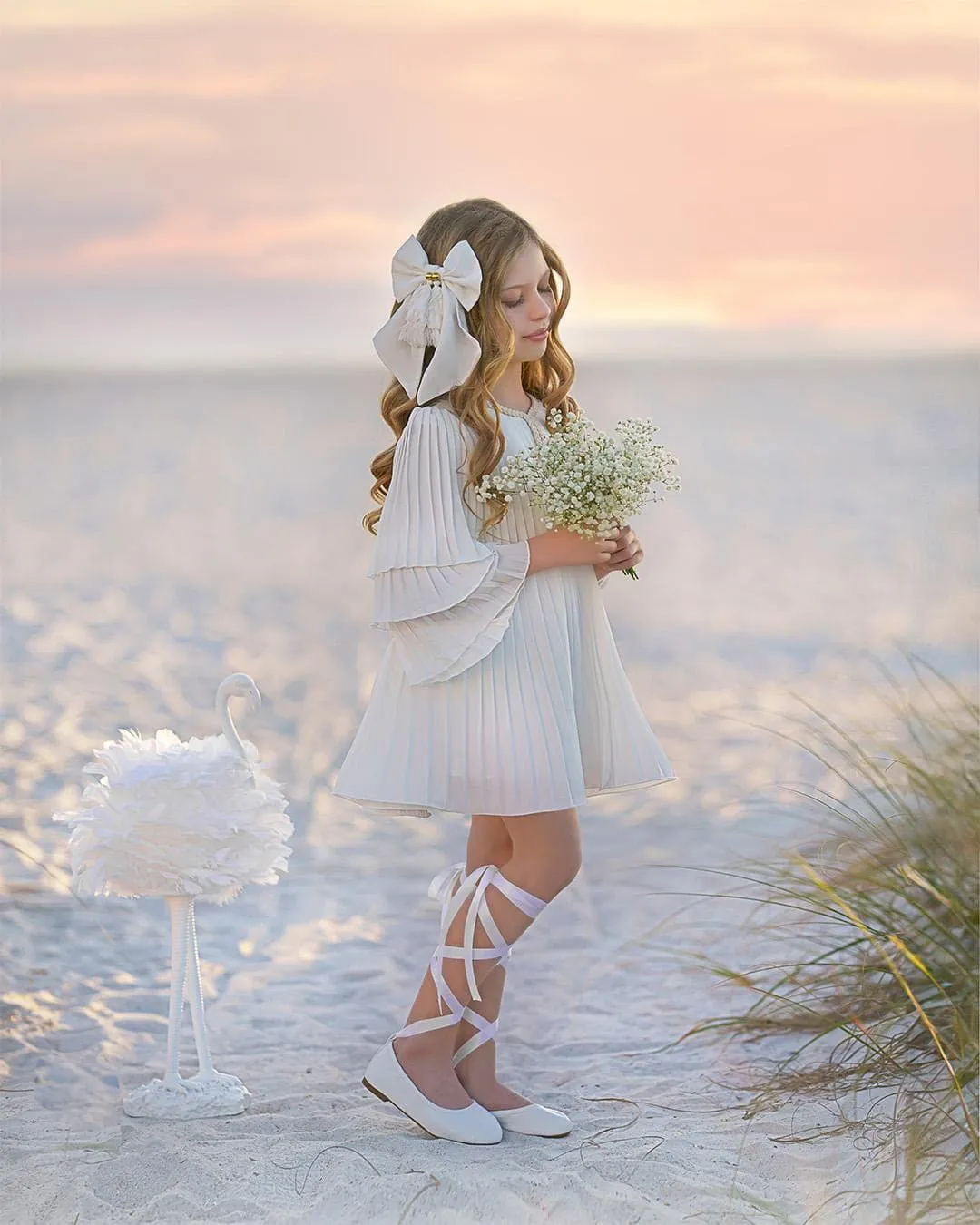 Sienna White Pleated Dress