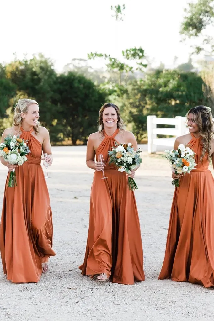 Simple Long Halter Bridesmaid Dresses, A-Line Backless Sexy Bridesmaid Dress STK15392