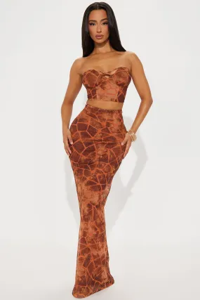 Stepping Stone Mesh Skirt Set - Rust