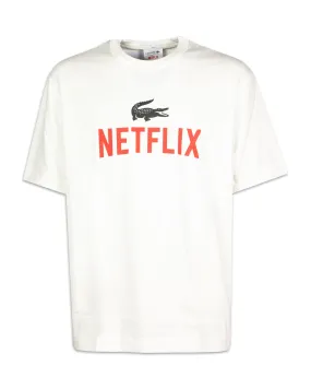 T-Shirt Lacoste x Netflix Big Logo Bianco