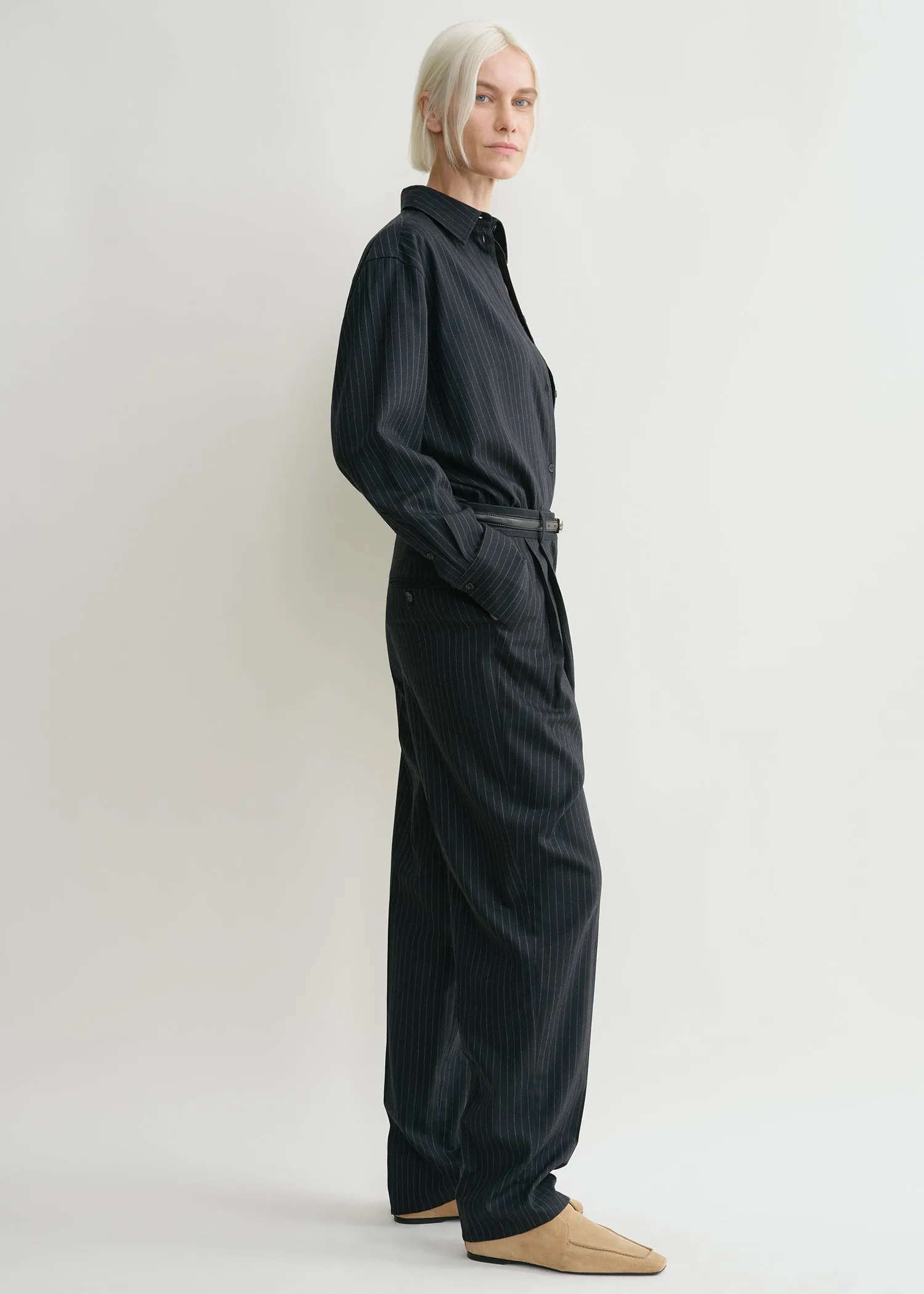 Tailored pinstriped trousers navy