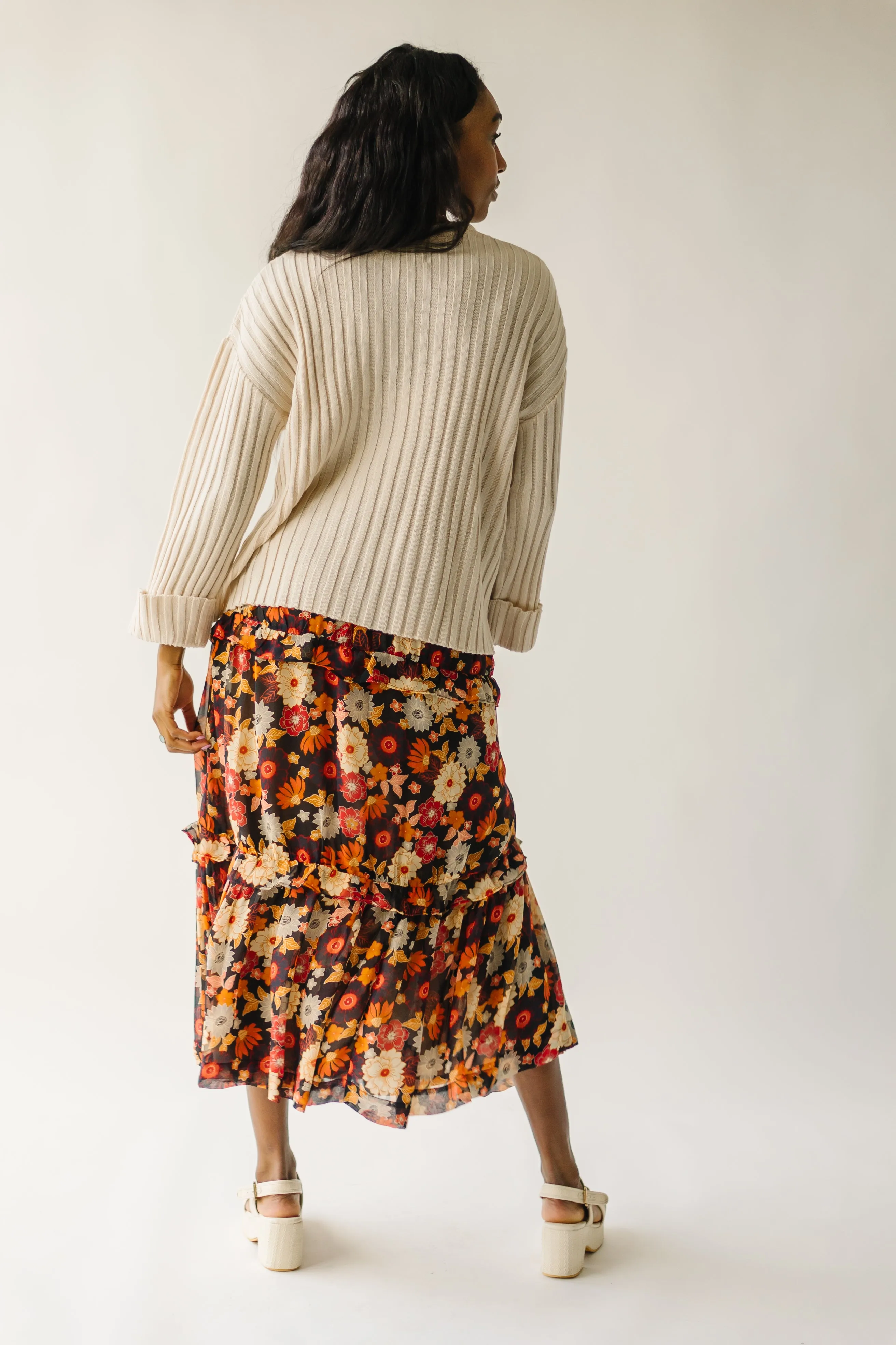 The Bayless Tiered Maxi Skirt in Midnight Bloom