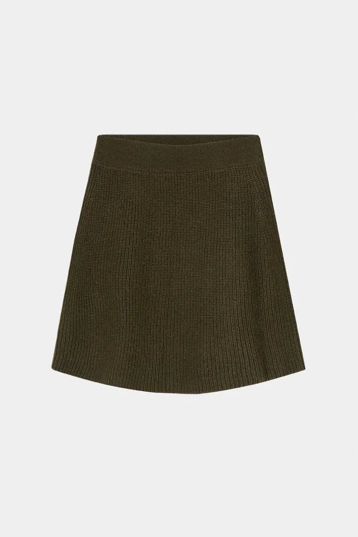 THE CASHMERE MINI SKIRT - ARMY GREEN