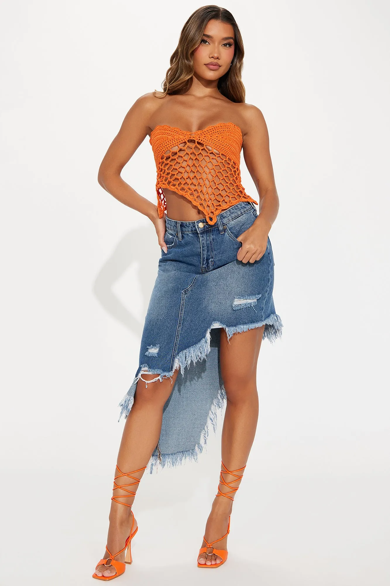 Under The Sea Crochet Top - Orange