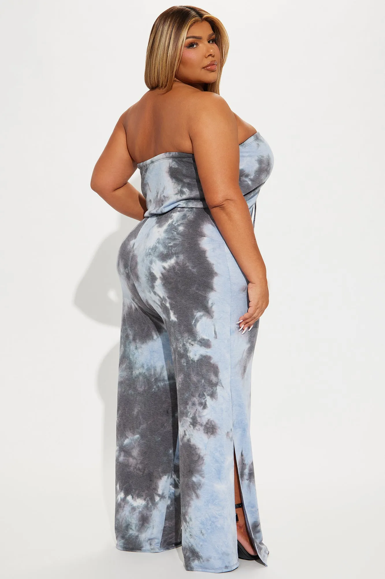 Where You Are Tie Dye Jumpsuit  - Charcoal/combo