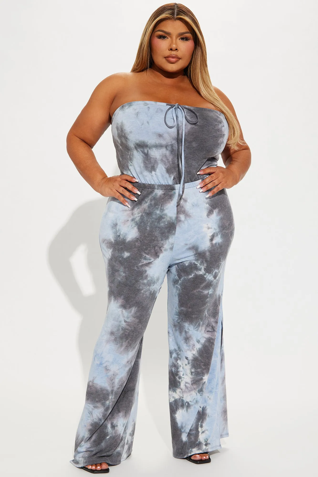 Where You Are Tie Dye Jumpsuit  - Charcoal/combo